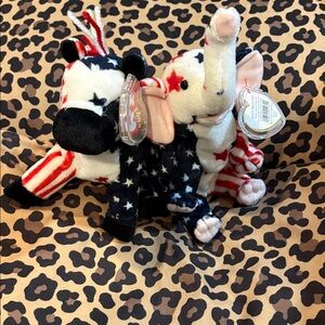 Vintage Y2K 2000 Patriotic Zebra and Elephant Set……lefty & righty